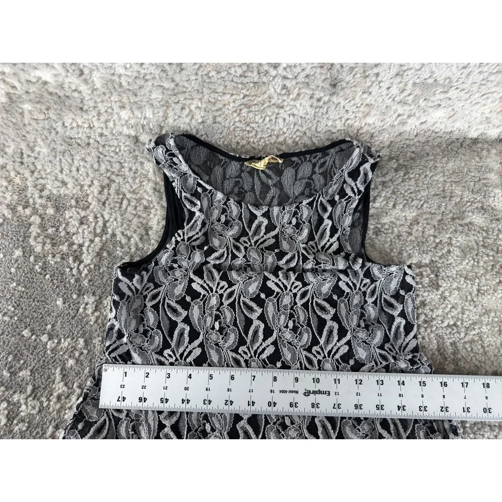 Free‎ People Size S Lace Floral Fit & Flare Mini Dress Black Sleeveless